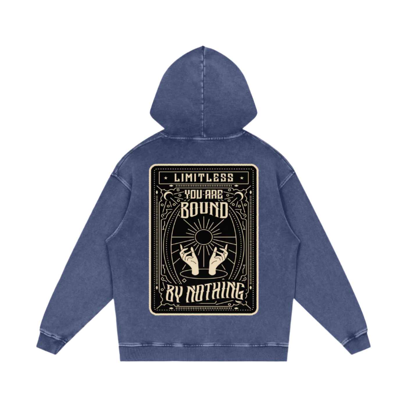 YOU ARE BOUND BY NOTHING TAROT ACID WASH HOODIE