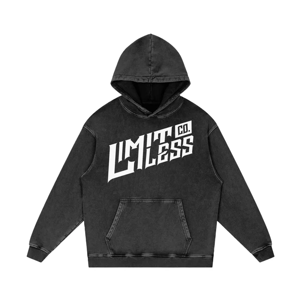 FOR WITH GOD NOTHING SHALL BE IMPOSSIBLE - ACID WASH OVERSIZE HOODIE BLACK