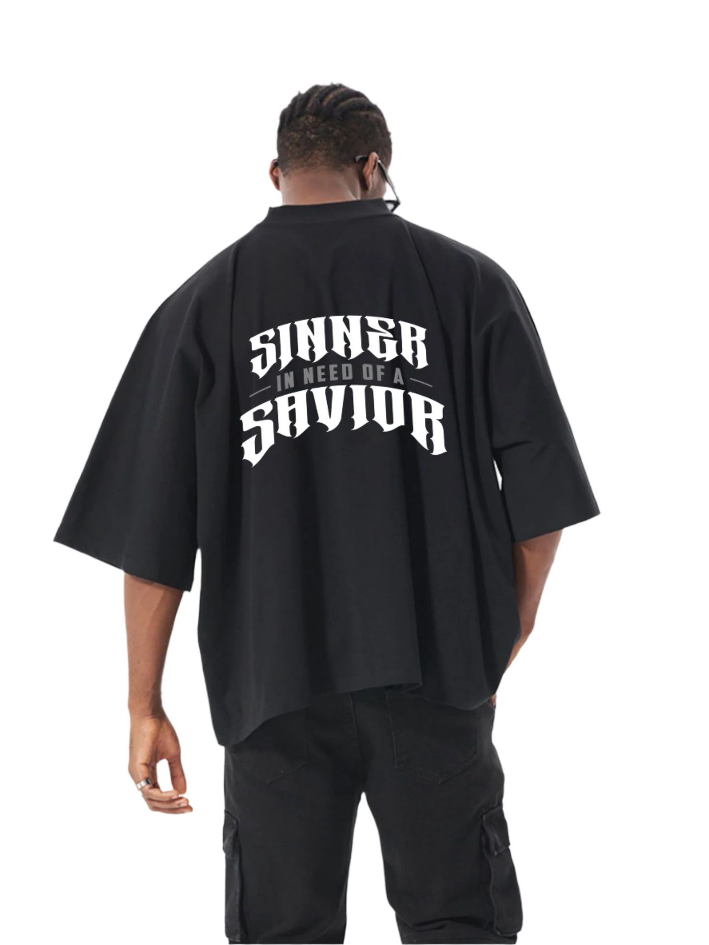 SINNER IN NEED OF A SAVIOR - OVERSIZE ONE PIECE BOXY TEE