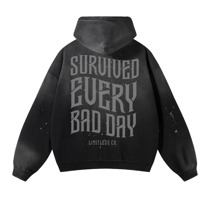SURVIVED EVERY BAD DAY - VINTAGE ACID WASH HOODIE