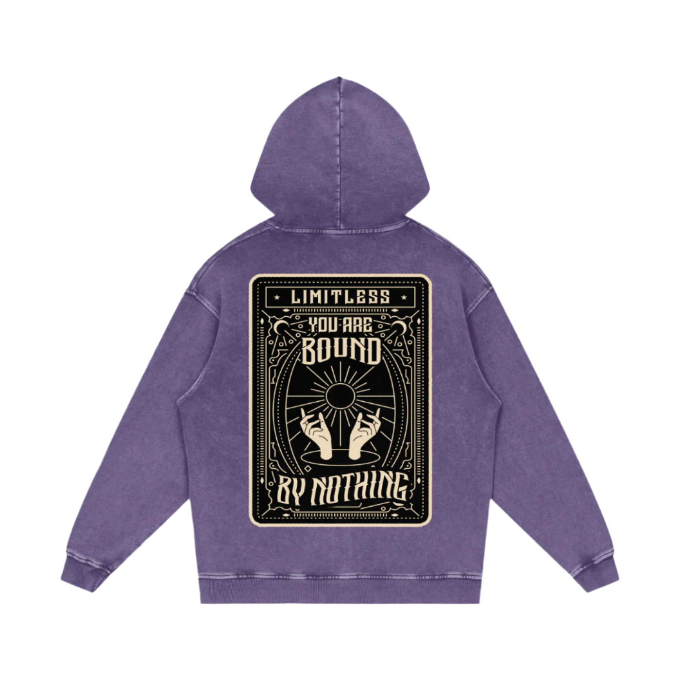 YOU ARE BOUND BY NOTHING TAROT ACID WASH HOODIE