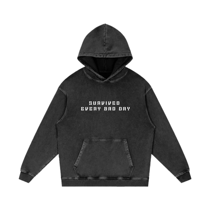 ONLY THOSE WHO RISK ARE FREE - ACID WASH OVERSIZE HOODIE BLACK