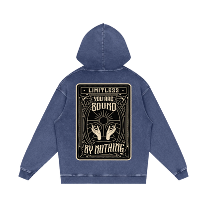 YOU ARE BOUND BY NOTHING TAROT ACID WASH HOODIE