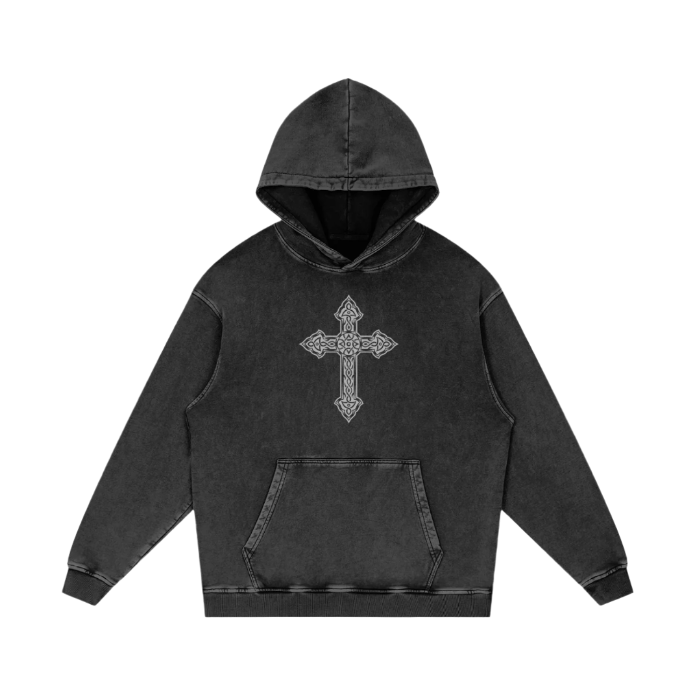 SURVIVED EVERY BAD DAY ACID WASH OVERSIZE HOODIE - BLACK