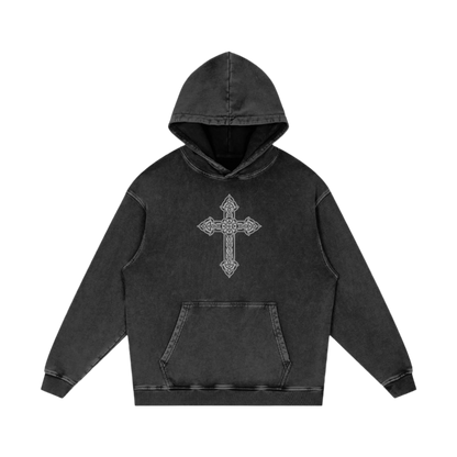 SURVIVED EVERY BAD DAY ACID WASH OVERSIZE HOODIE - BLACK