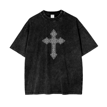 SURVIVED EVERY BAD DAY OVERSIZED SNOW WASHED T SHIRT - BLACK