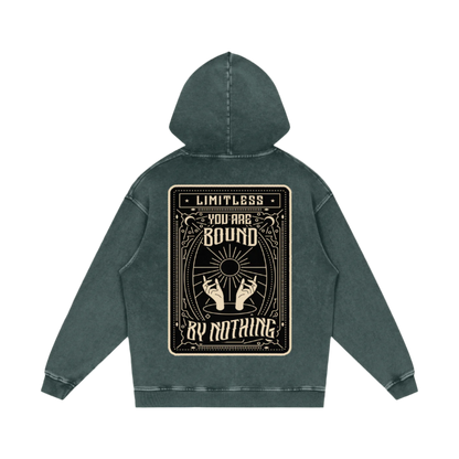 YOU ARE BOUND BY NOTHING TAROT ACID WASH HOODIE