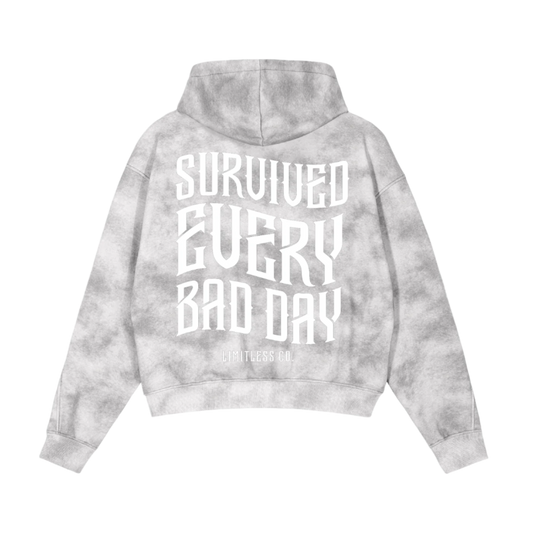 SURVIVED EVERY BAD DAY SNOW CAMO ZIP UP HOODIE