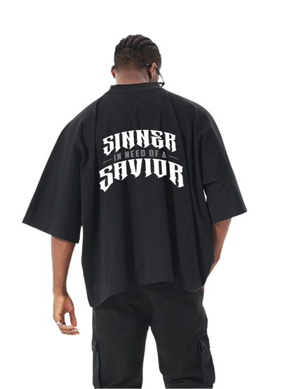 SINNER IN NEED OF A SAVIOR - OVERSIZE ONE PIECE BOXY TEE