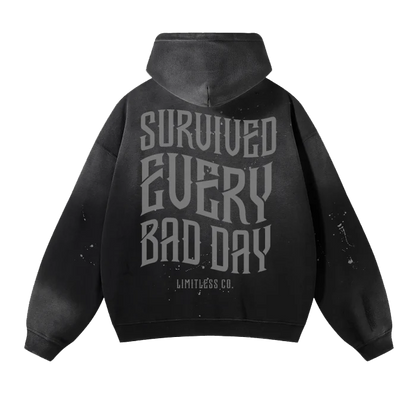 SURVIVED EVERY BAD DAY - VINTAGE ACID WASH HOODIE