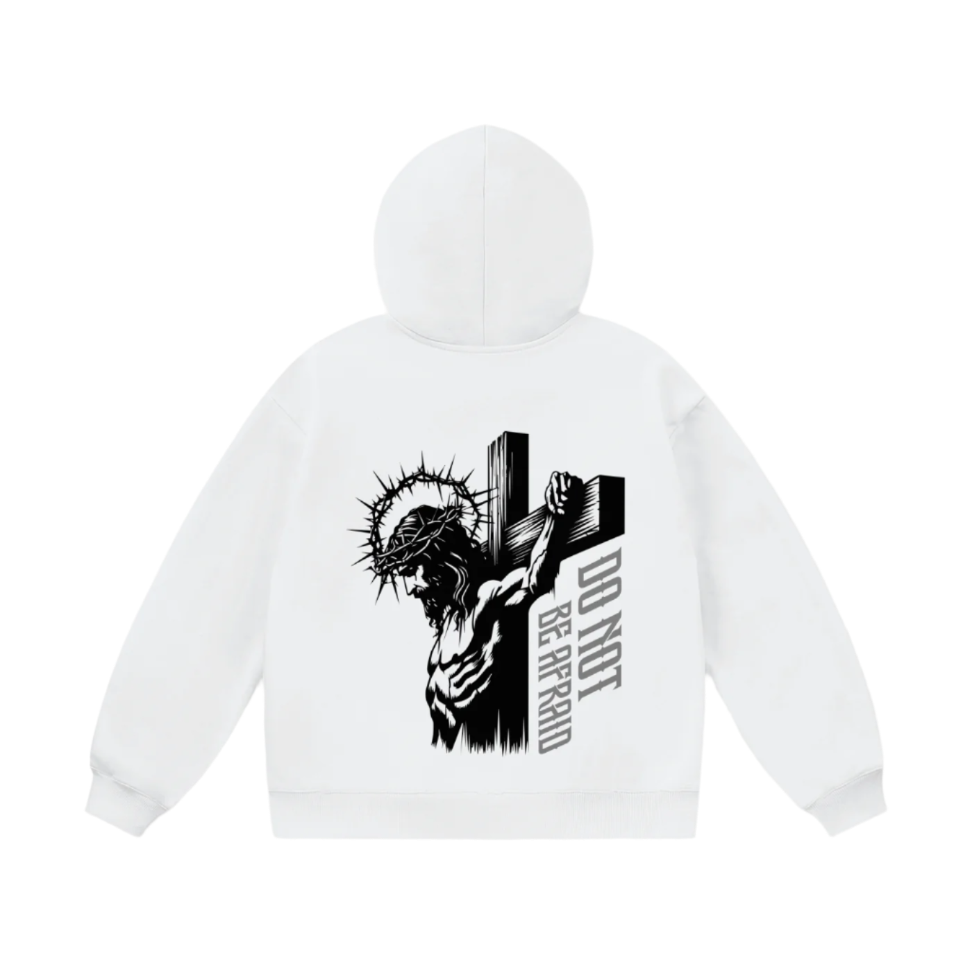 SINNER IN NEED OF A SAVIOR OVERSIZE FLEECE HOODIE - WHITE