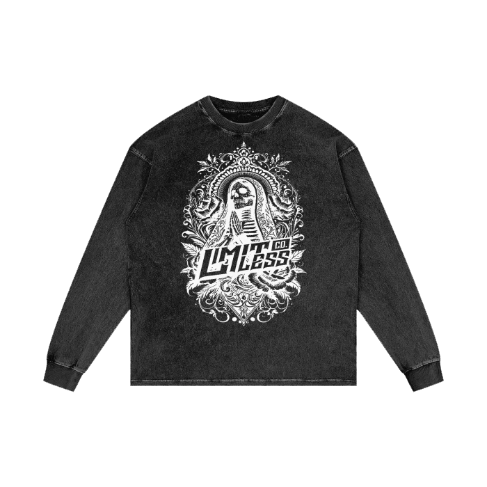 FOR WITH GOD NOTHING SHALL BE IMPOSSIBLE - ACID WASH OVERSIZE LONG SLEEVE