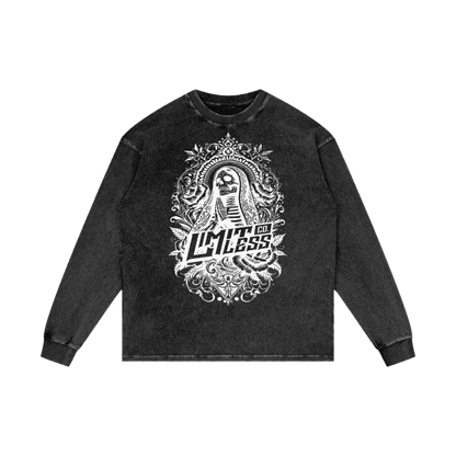 FOR WITH GOD NOTHING SHALL BE IMPOSSIBLE - ACID WASH OVERSIZE LONG SLEEVE