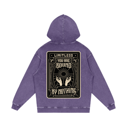 YOU ARE BOUND BY NOTHING TAROT ACID WASH HOODIE